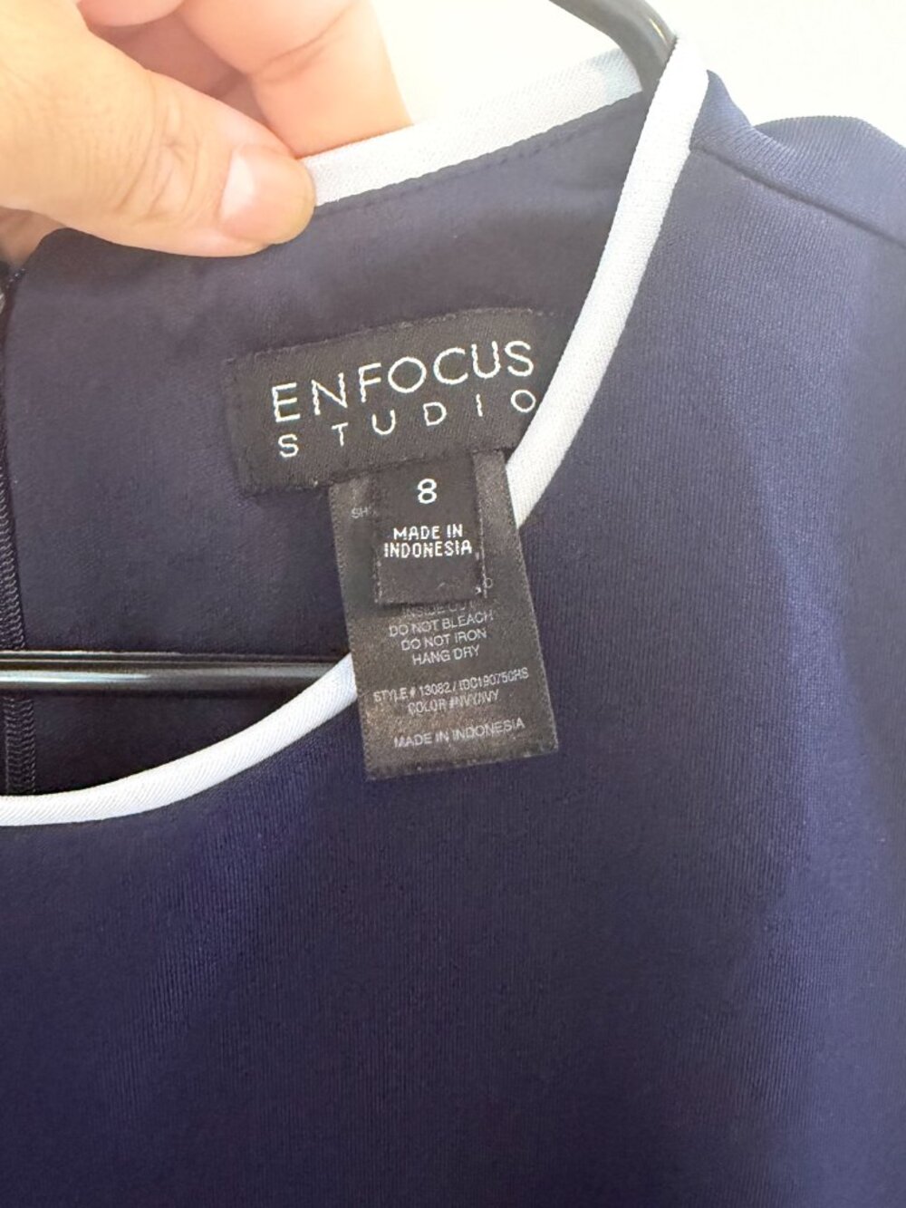 Enfocus Studio Navy Sheath Dress White Trim Nautical Button Detail Size 8 - Picture 3 of 7